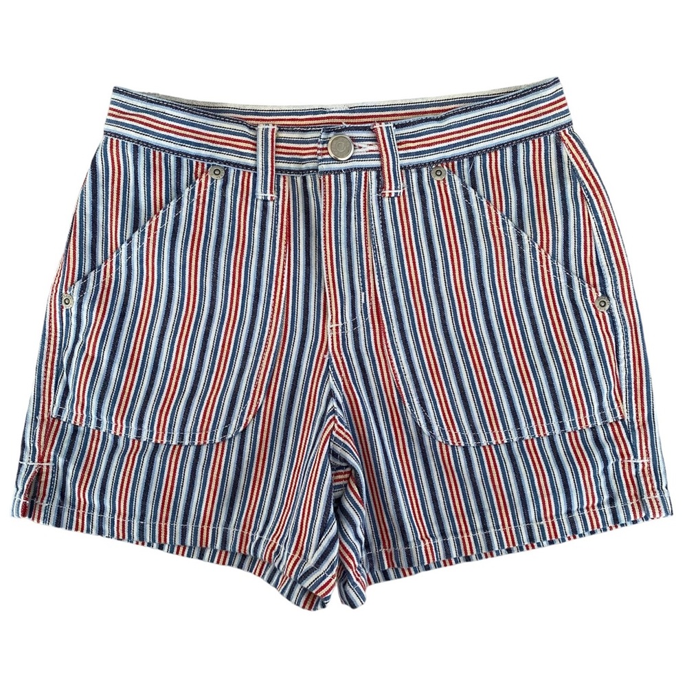 High Sierra Girl's Red Blue White Pinstripe Denim Jean Shorts Size 8